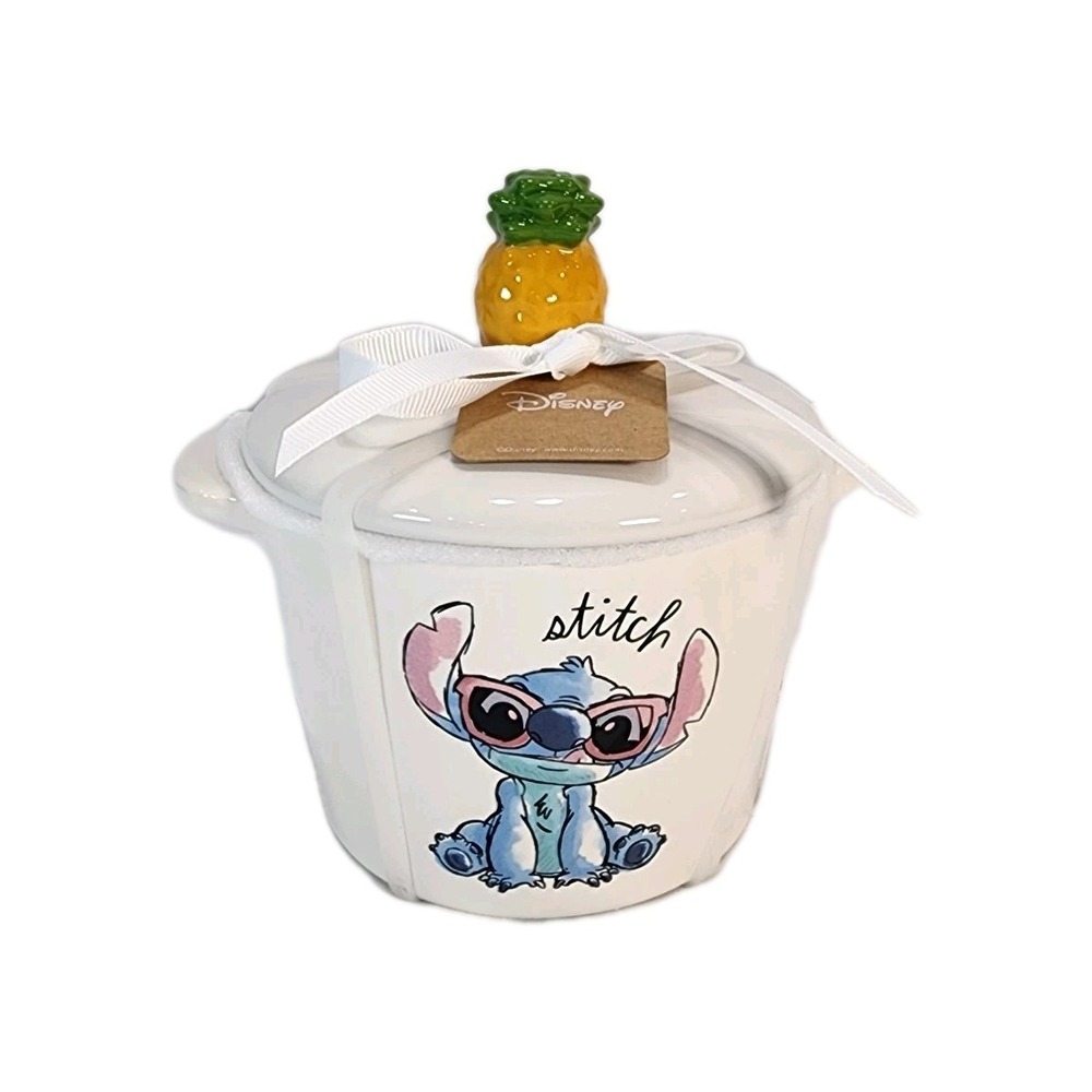 Disney's LILO & STITCH ALOHA/Rae Dunn Mini Pot Baking Ceramic Dish & Lid NWT